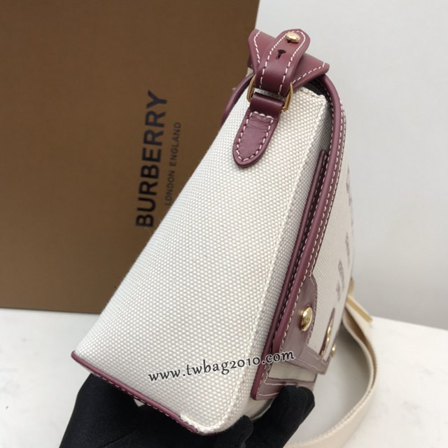 Burberry專門店新款背斜女包 巴寶莉經典帆布配皮翻蓋女士肩背包 yxb1503